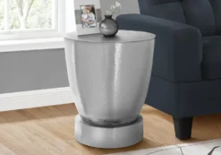 Table d'appoint - 22"H, table de bout drum métal chrome - Monarch