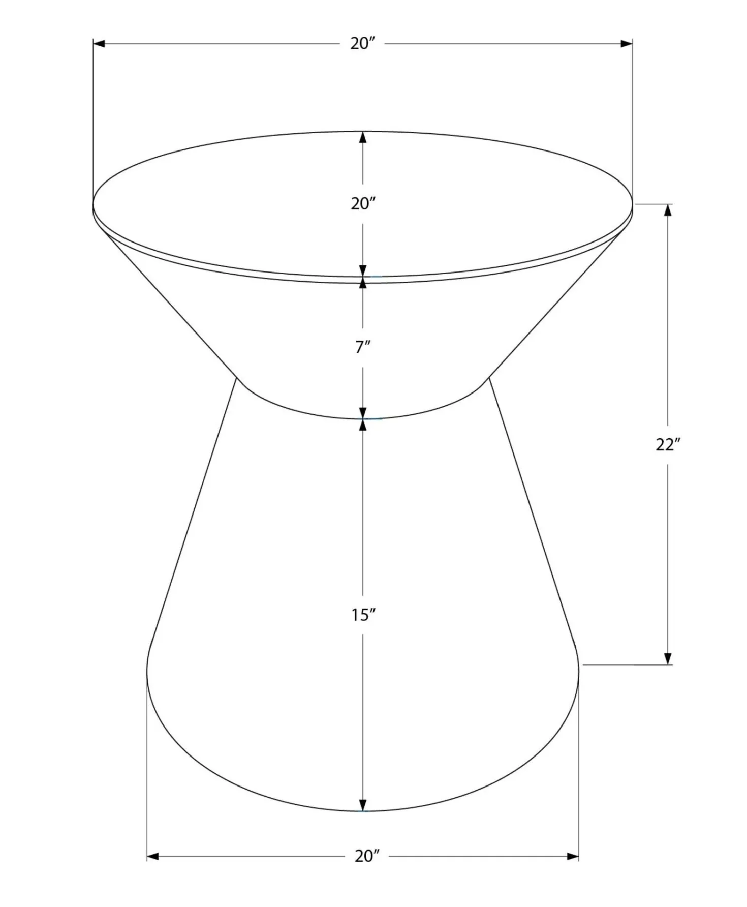 Table d'appoint - 22"H, table de bout drum métal doré - Monarch