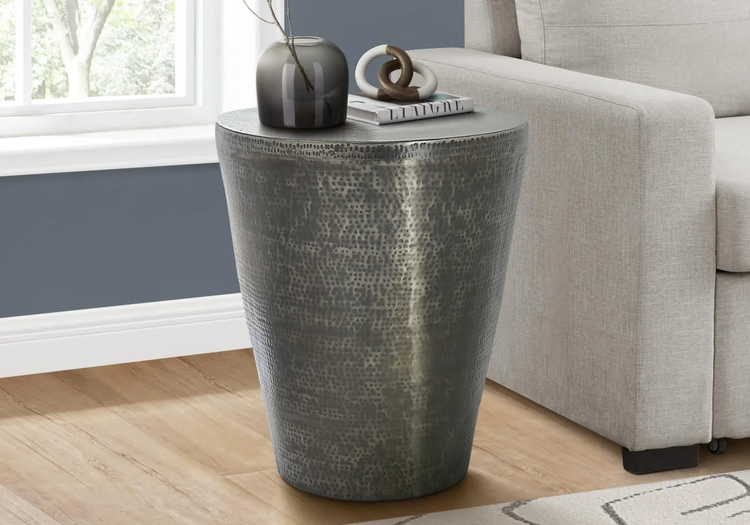 Table d'appoint - 22"H, table de bout drum métal gris - Monarch