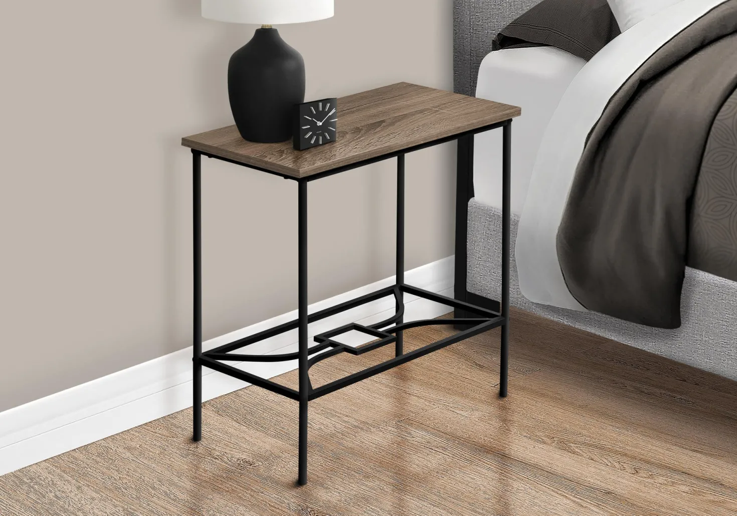 Table d'appoint - 22"H, taupe foncé, métal noir - Monarch