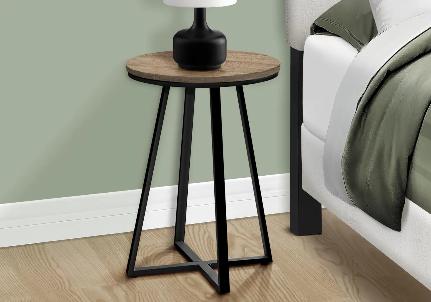 Table d'appoint - 22"H, taupe foncé, métal noir - Monarch