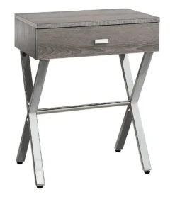 Table d'appoint - 24"H, taupe foncé, métal chrome - Monarch
