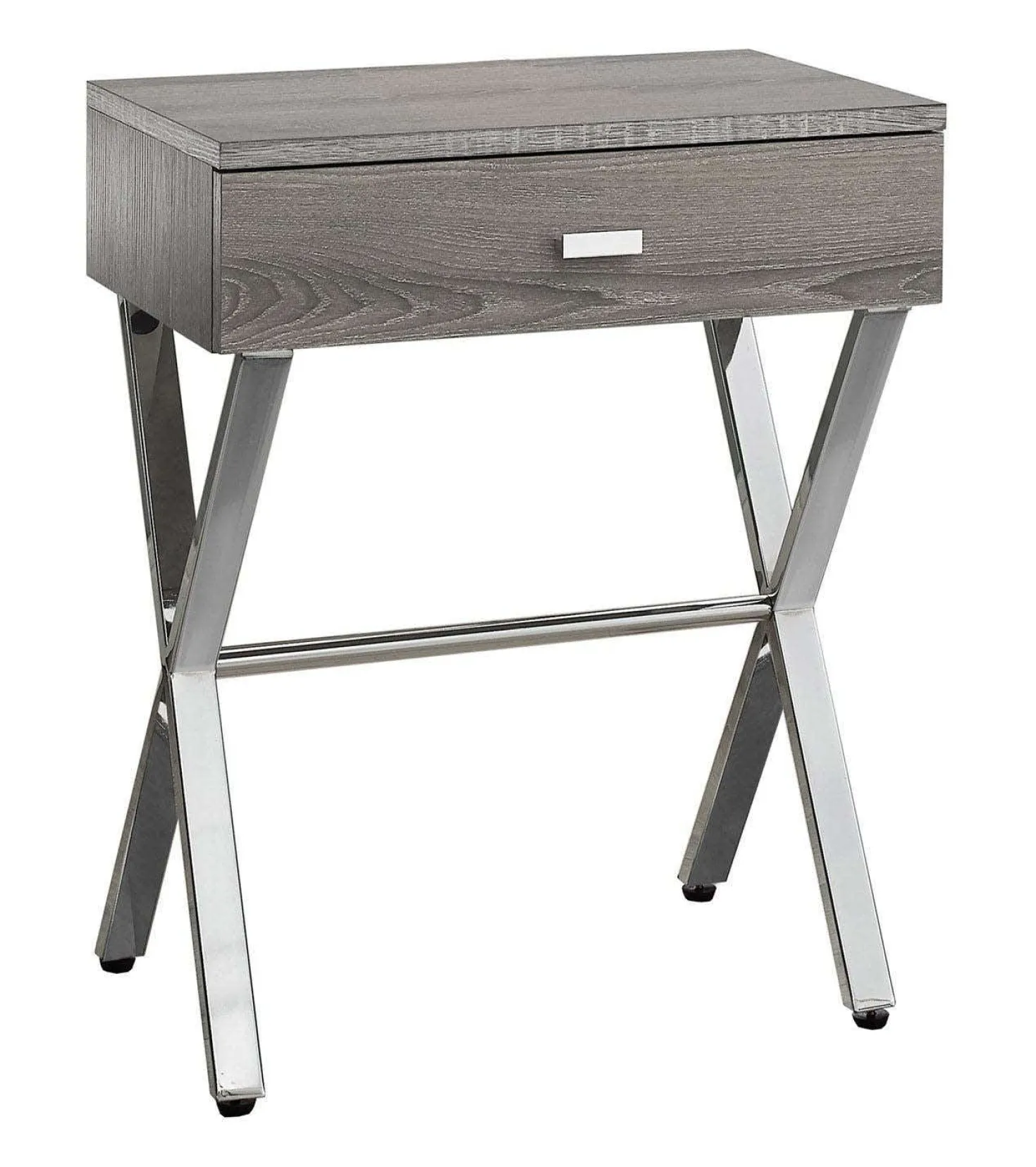 Table d'appoint - 24"H, taupe foncé, métal chrome - Monarch