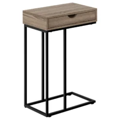 Table d'appoint - 25"H, taupe foncé, métal noir - Monarch