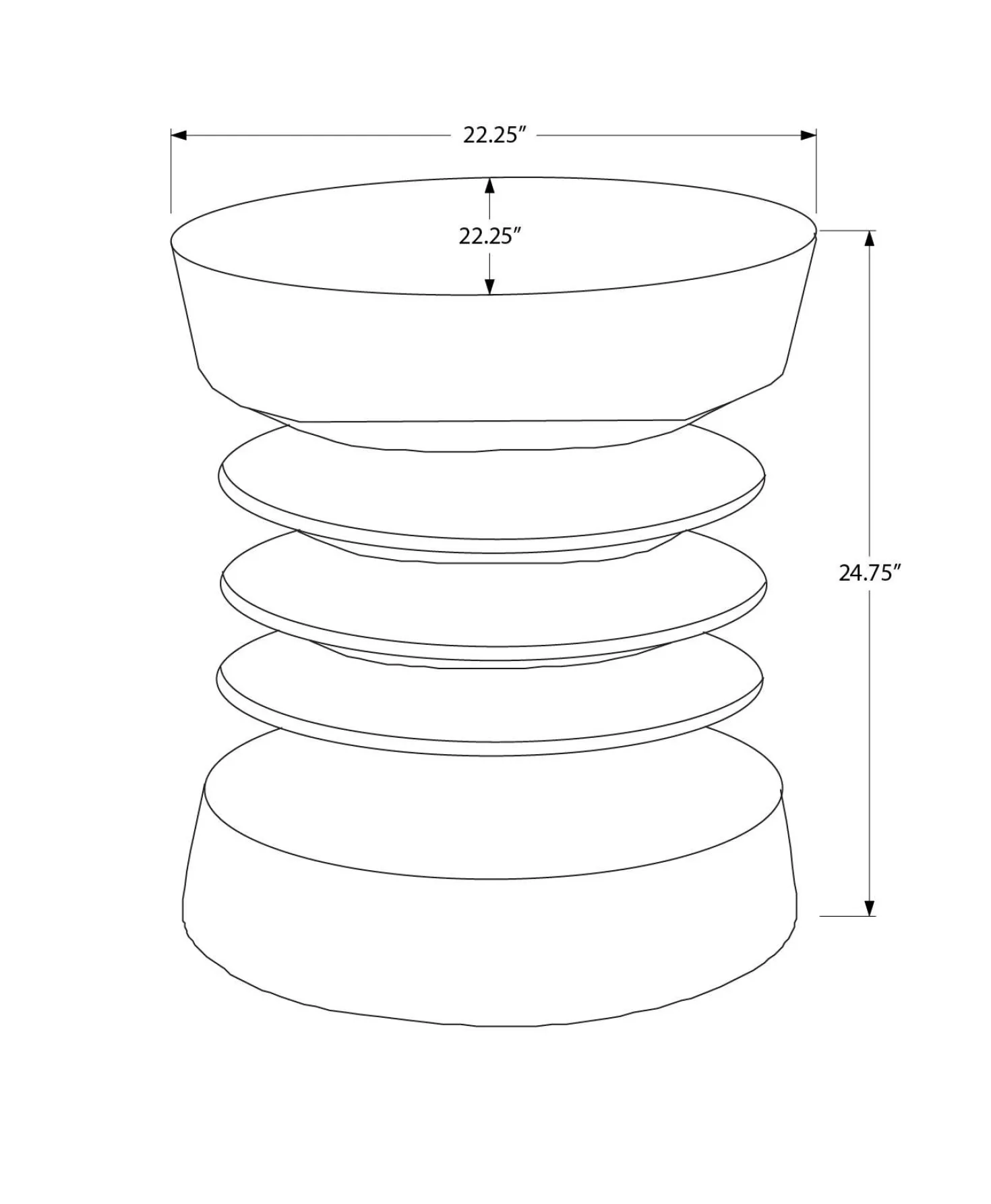 Table d'appoint intérieur ou extérieur 25"h - Monarch