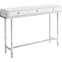 Table d'appoint - 48"L, blanc lustré, métal chrome - Monarch