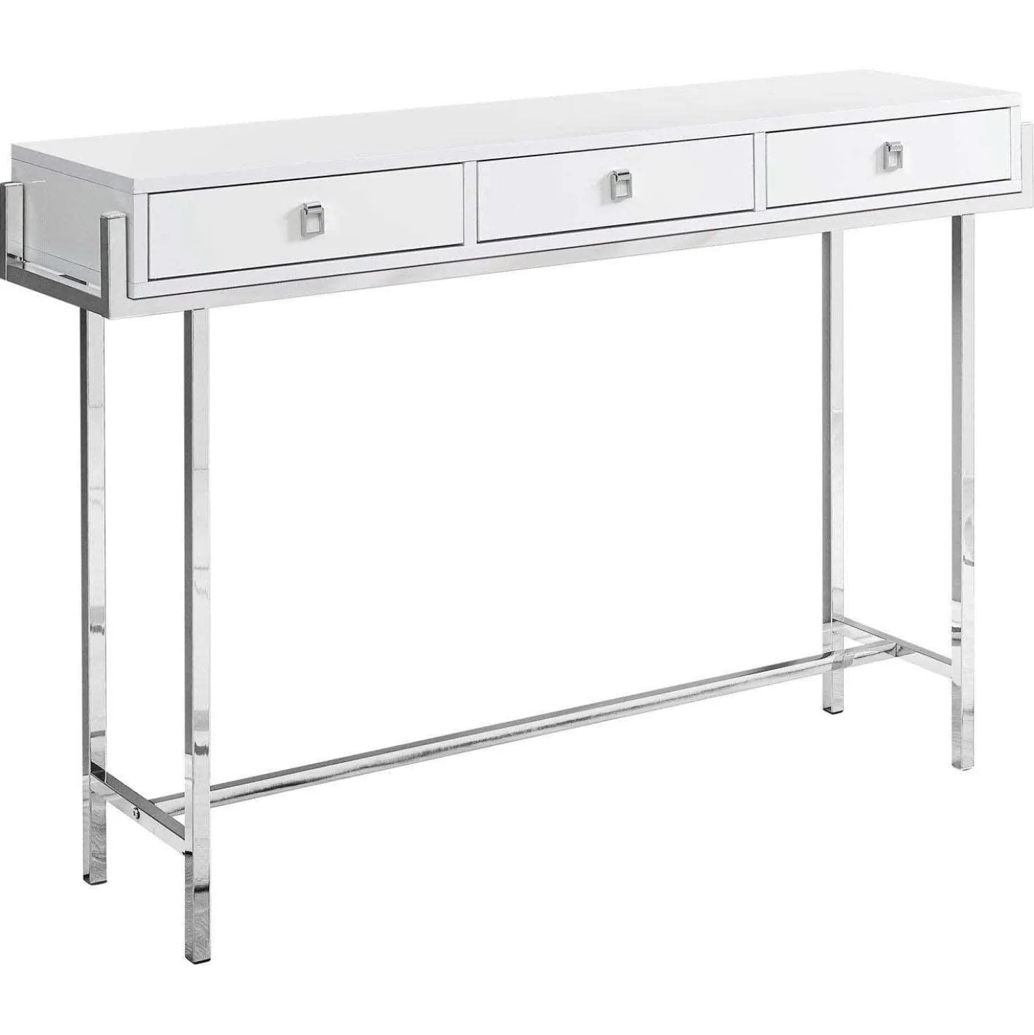 Table d'appoint - 48"L, blanc lustré, métal chrome - Monarch