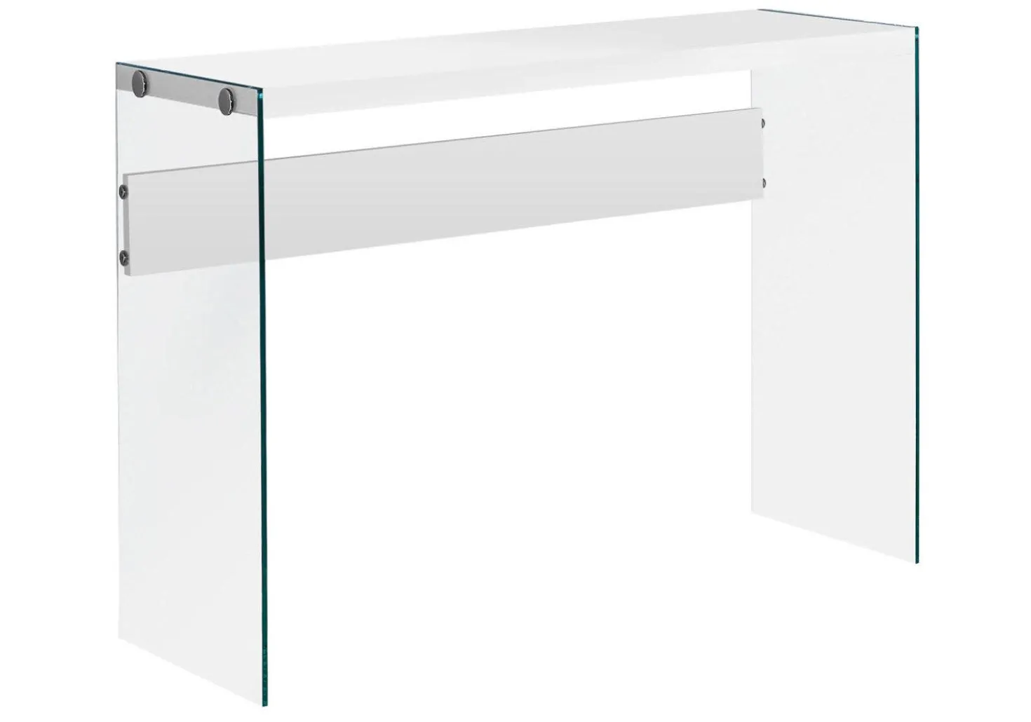 Table d'appoint - 44"L, blanc lustré, verre trempé - Monarch