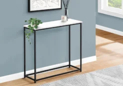 Table d'appoint - 32"L, console blanc, métal noir - Monarch