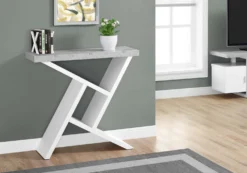 Table d'appoint - 36"L, console blanc, simili-ciment - Monarch