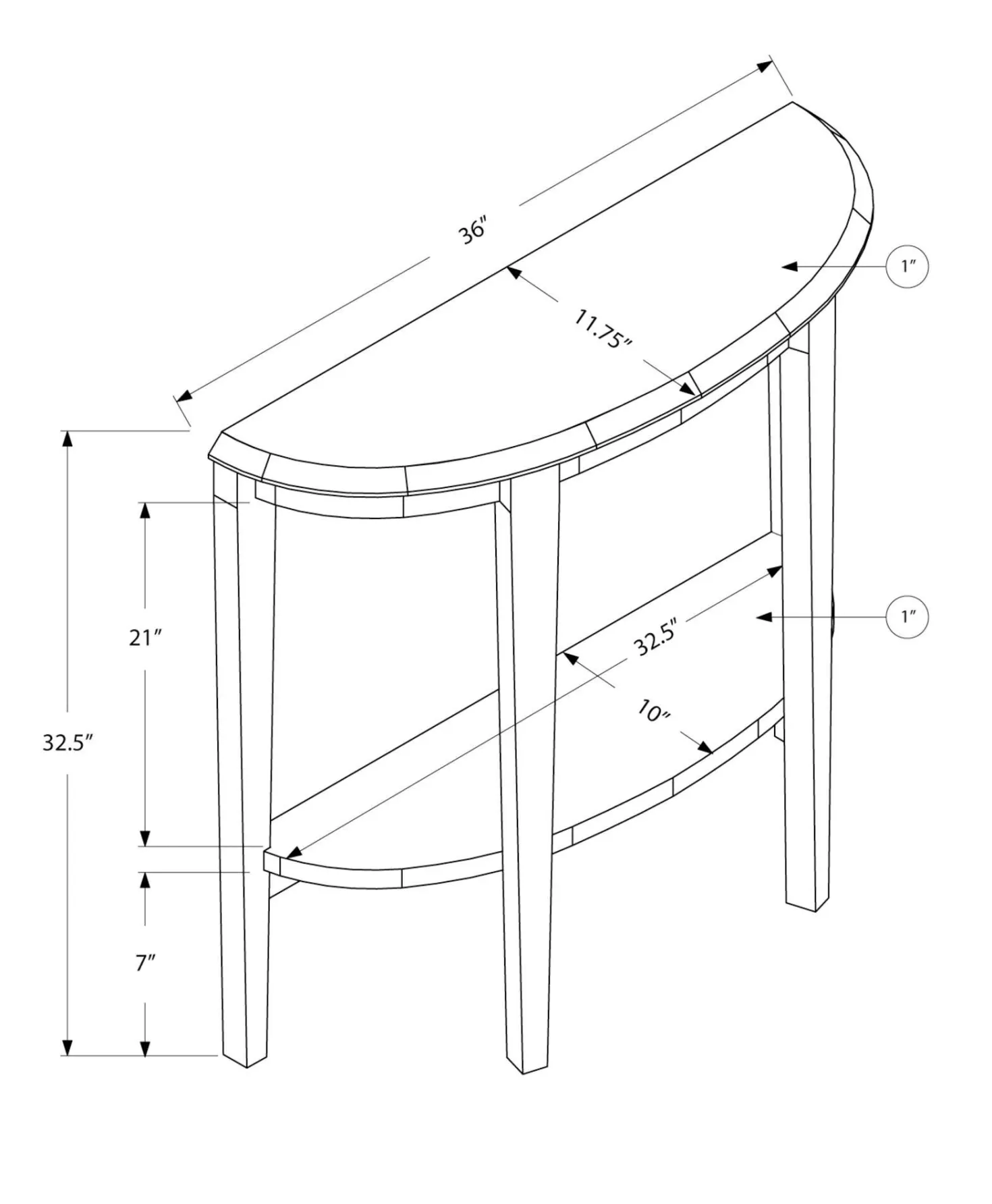 Table d'appoint - 36"L, console d'entrée blanche - Monarch
