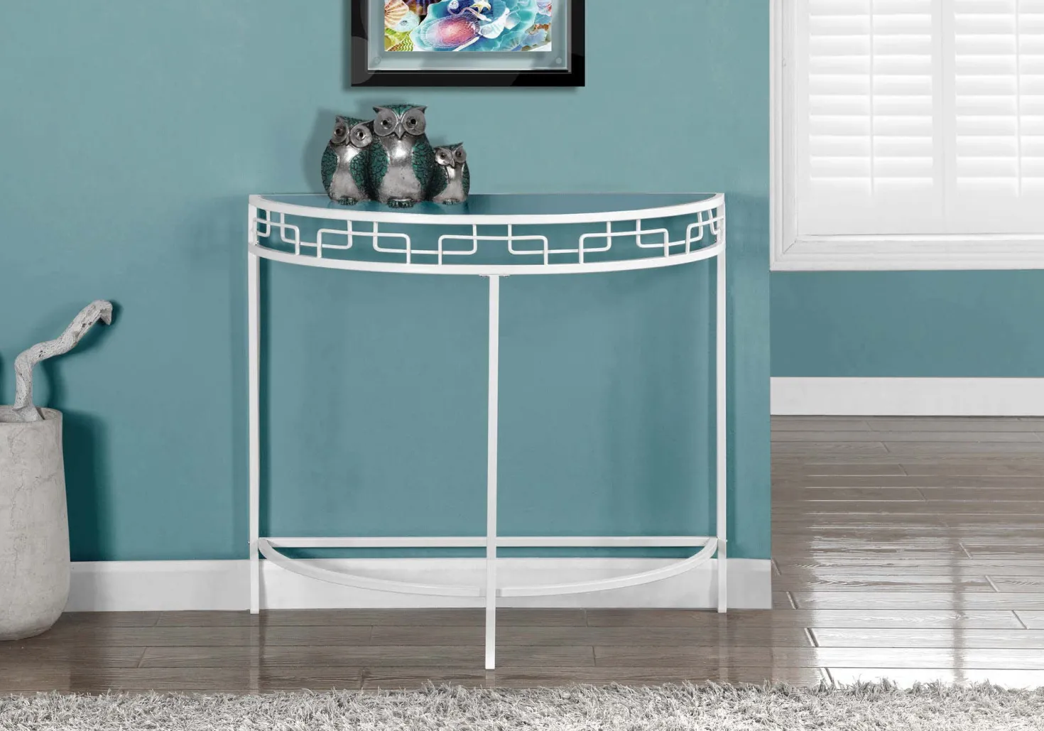 Table d'appoint - 36"L, console d'entrée métal blanc - Monarch