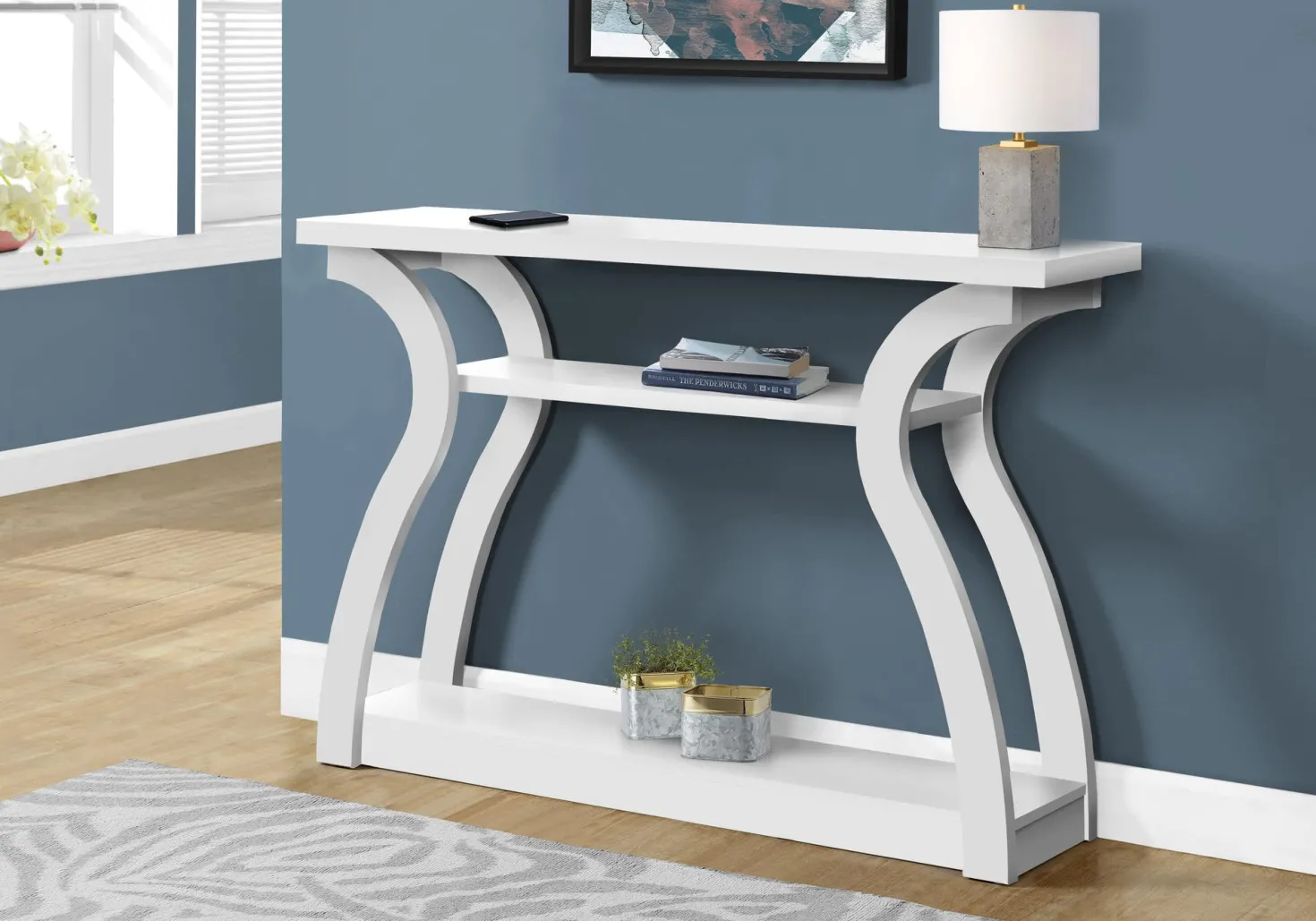 Table d'appoint - 47"L, console d'entrée blanc - Monarch