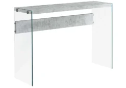 Table d'appoint - 44"L, gris cimente, verre trempé - Monarch