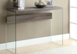 Table d'appoint - 44"L, taupe foncé, verre trempé - Monarch