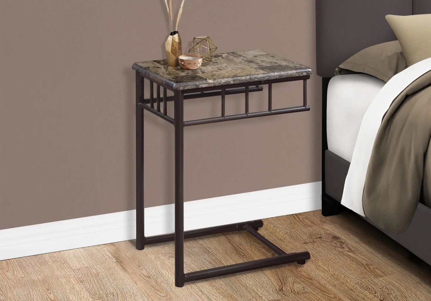 Table d'appoint - marbre espresso, métal bronze - Monarch