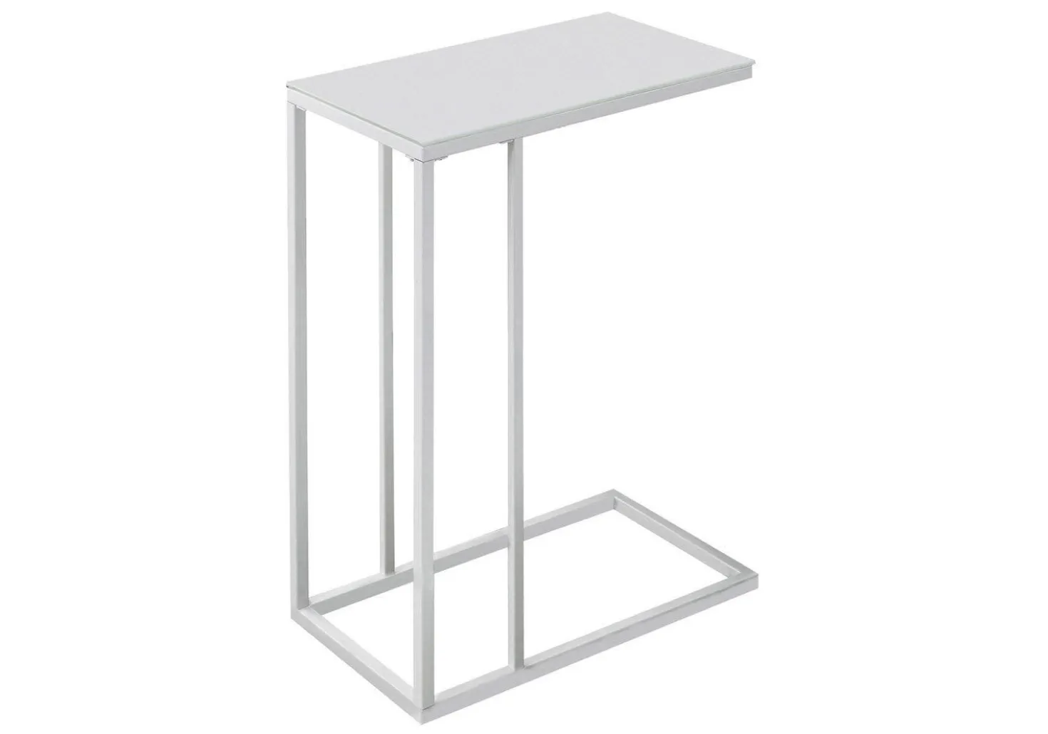 Table d'appoint - métal blanc, verre trempé givre - Monarch