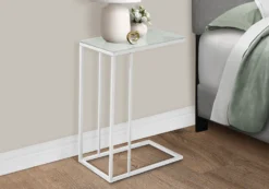 Table d'appoint - métal blanc, verre trempé givre - Monarch