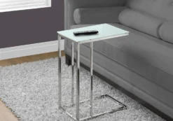 Table d'appoint - métal chrome avec verre trempé givre - Monarch