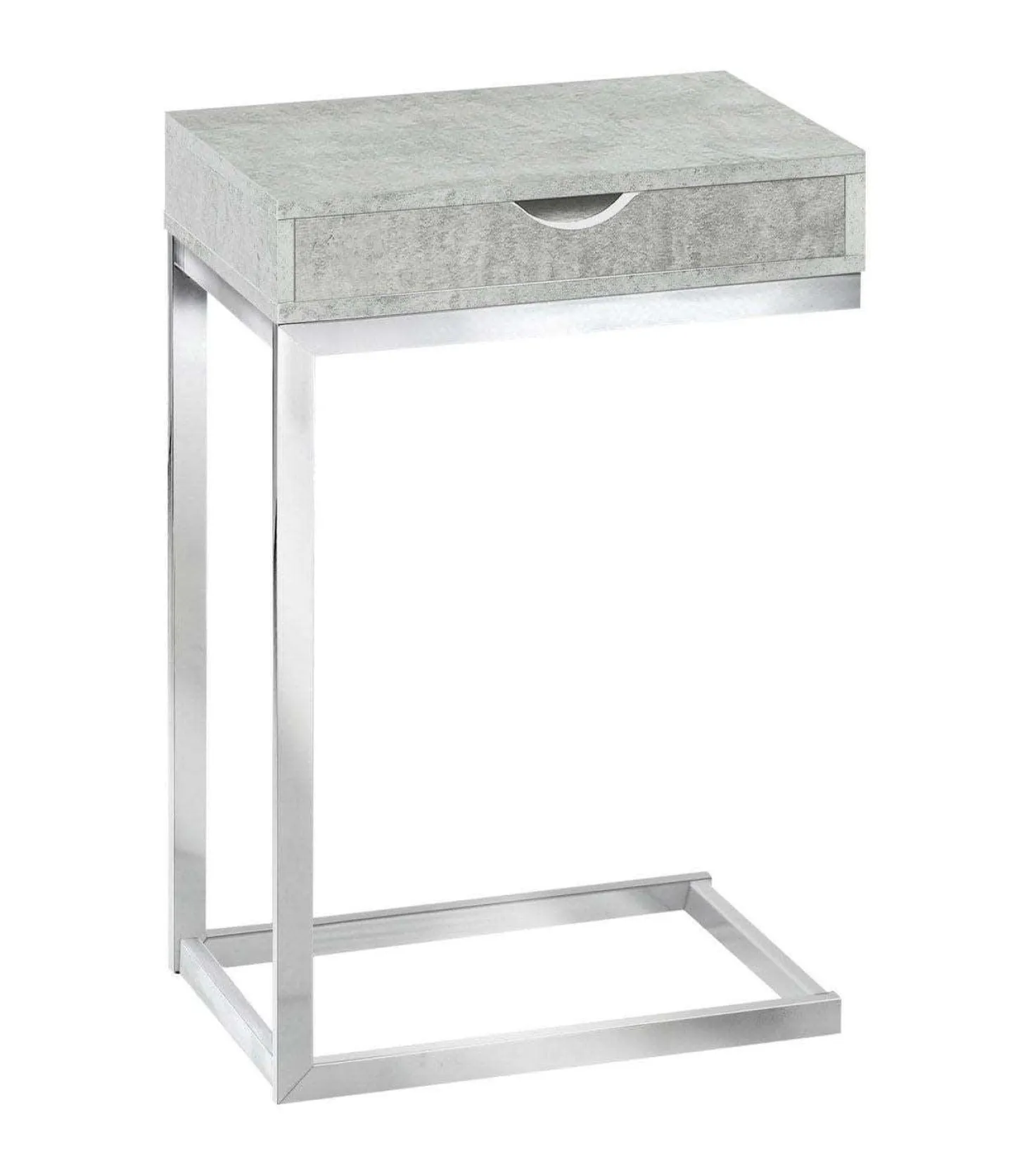 Table d'appoint - métal chrome, gris cimente avec tiroir - Monarch