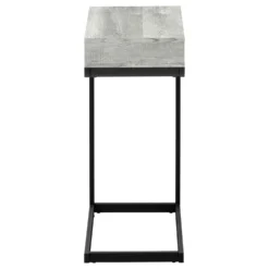 Table d'appoint - métal noir, faux bois gris, tiroir - Monarch