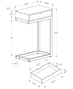 Table d'appoint - métal or, espresso et tiroir - Monarch