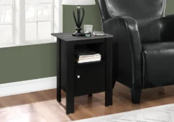 Table d'appoint - table de chevet noir, dessus gris - Monarch