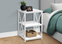 Table d'appoint, table de nuit - 3 niveaux, 2 tablettes, carré - 26