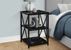 Table d'appoint, table de nuit - 3 niveaux, 2 tablettes, carré - 26