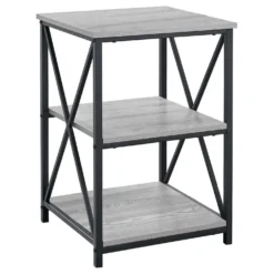 Table d'appoint, table de nuit - 3 niveaux, 2 tablettes, carré - 26"H - fa - Monarch