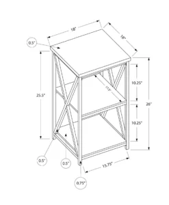 Table d'appoint, table de nuit - 3 niveaux, 2 tablettes, carré - 26