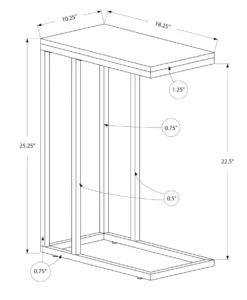 Table d'appoint - taupe foncé avec chrome - Monarch