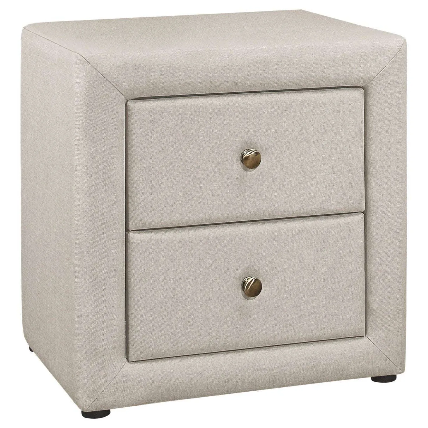 Table de chevet - rembourrée, 2 tiroirs de rangement - 21" h - faux lin beig - Monarch