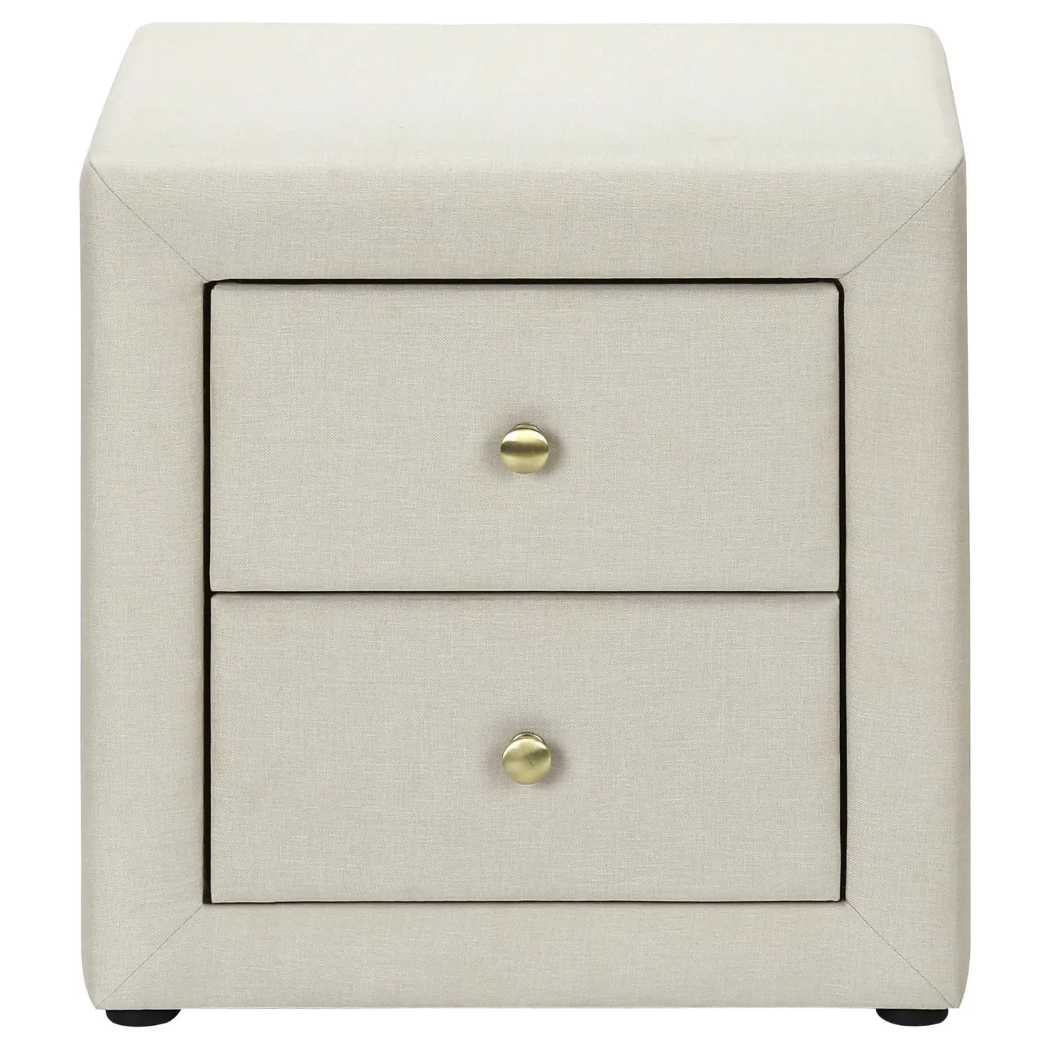 Table de chevet - rembourrée, 2 tiroirs de rangement - 21" h - faux lin beig - Monarch