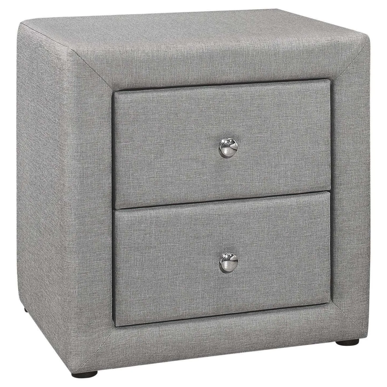 Table de chevet - rembourrée, 2 tiroirs de rangement - 21" h - faux lin gris - Monarch