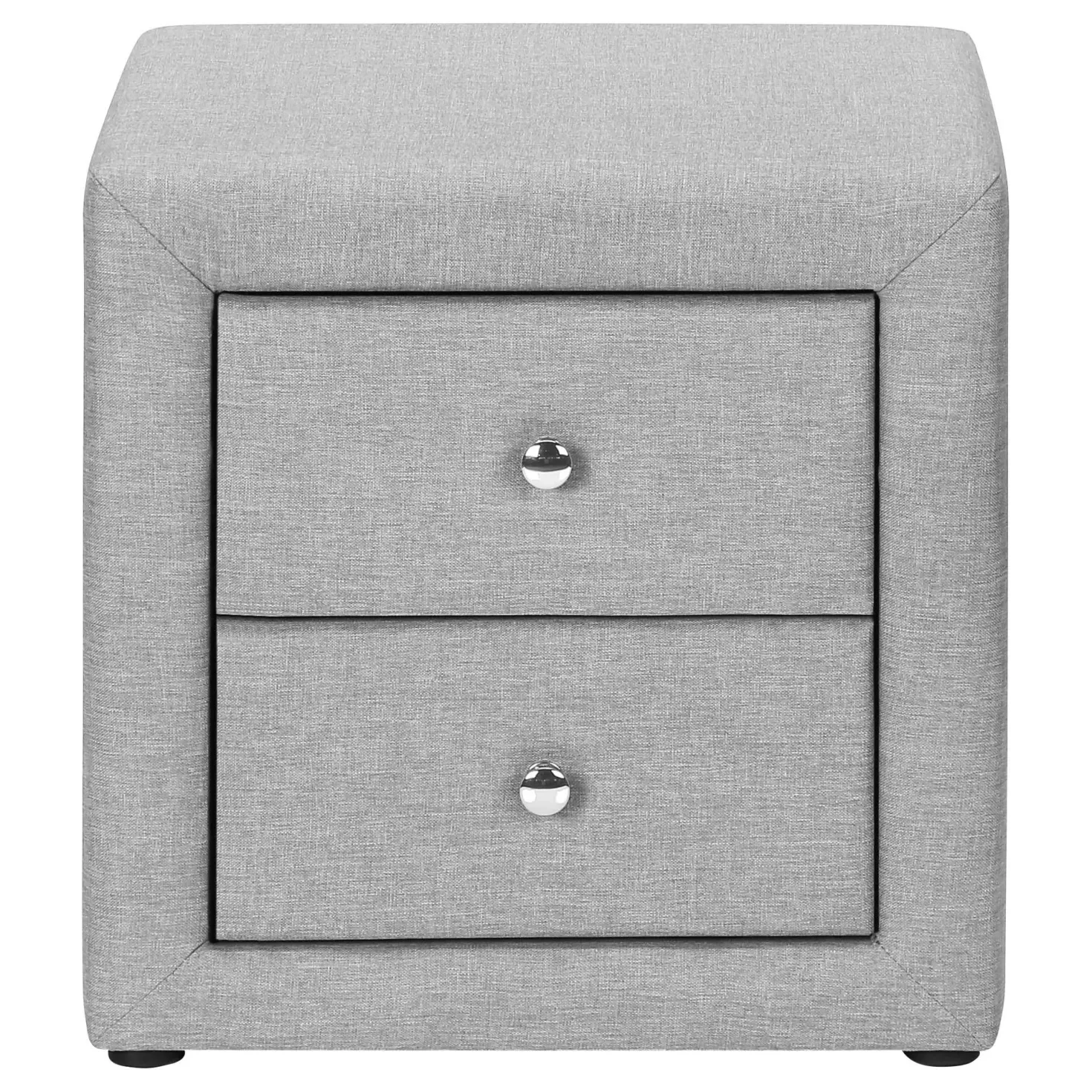 Table de chevet - rembourrée, 2 tiroirs de rangement - 21" h - faux lin gris - Monarch