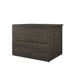 Table de nuit à 2 tiroirs, gris écorce - Nexera
