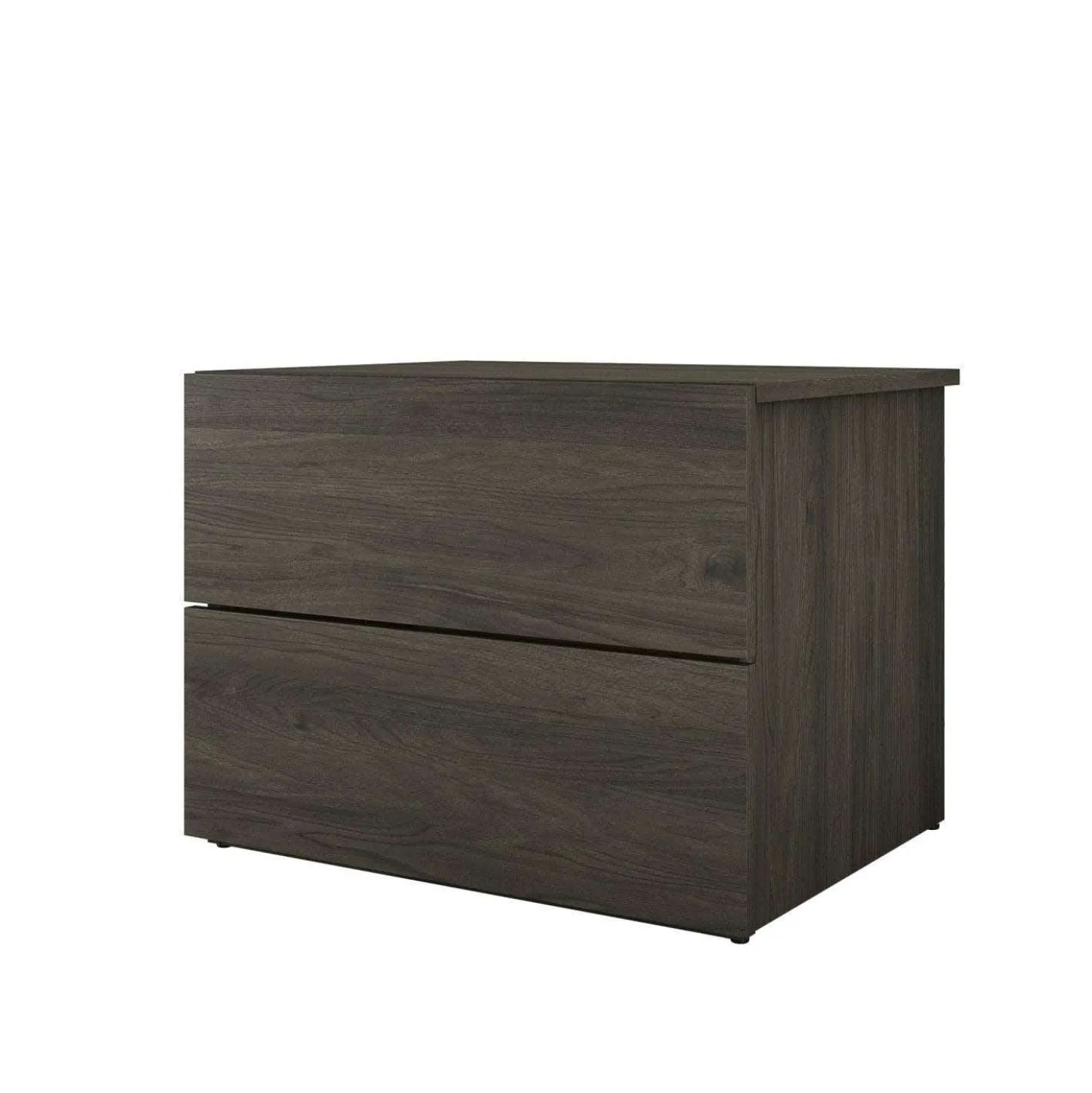 Table de nuit à 2 tiroirs, gris écorce - Nexera