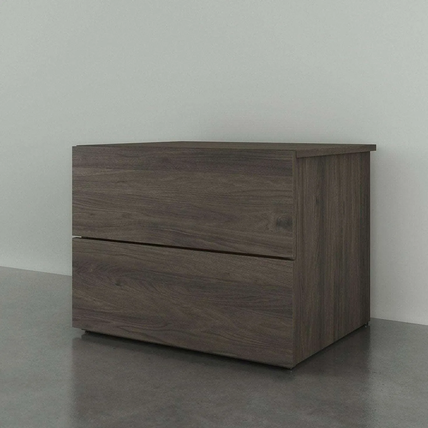 Table de nuit à 2 tiroirs, gris écorce - Nexera