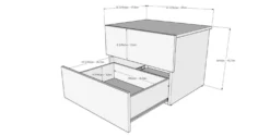 Table de nuit à 2 tiroirs, gris écorce - Nexera
