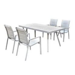 Table d’extérieur en polywood et aluminium avec 4 chaises