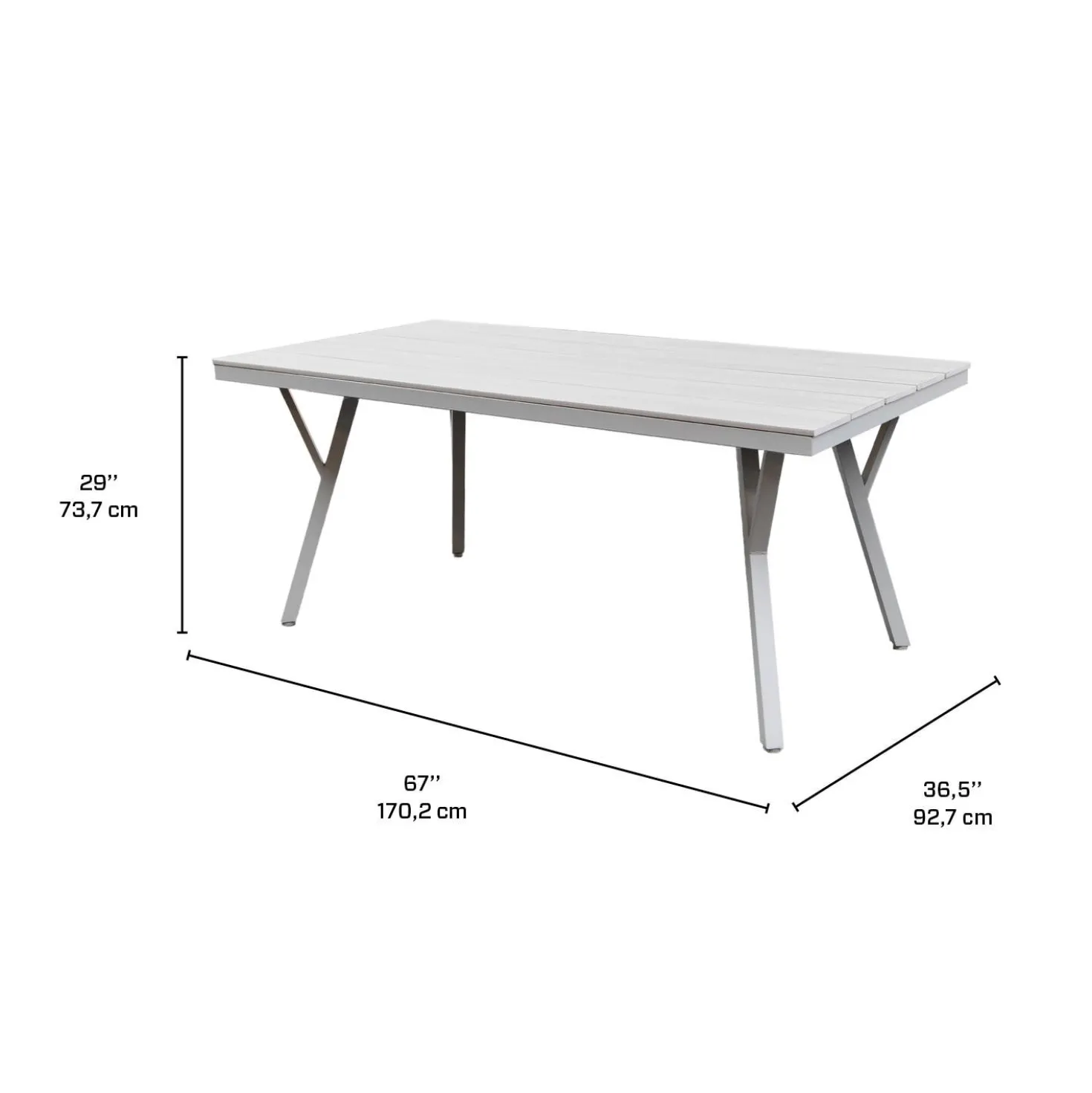 Table d’extérieur en polywood et aluminium avec 6 chaises
