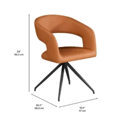Table en pierre sintérisée et 6 fauteuils de cuisine - orange citrouille