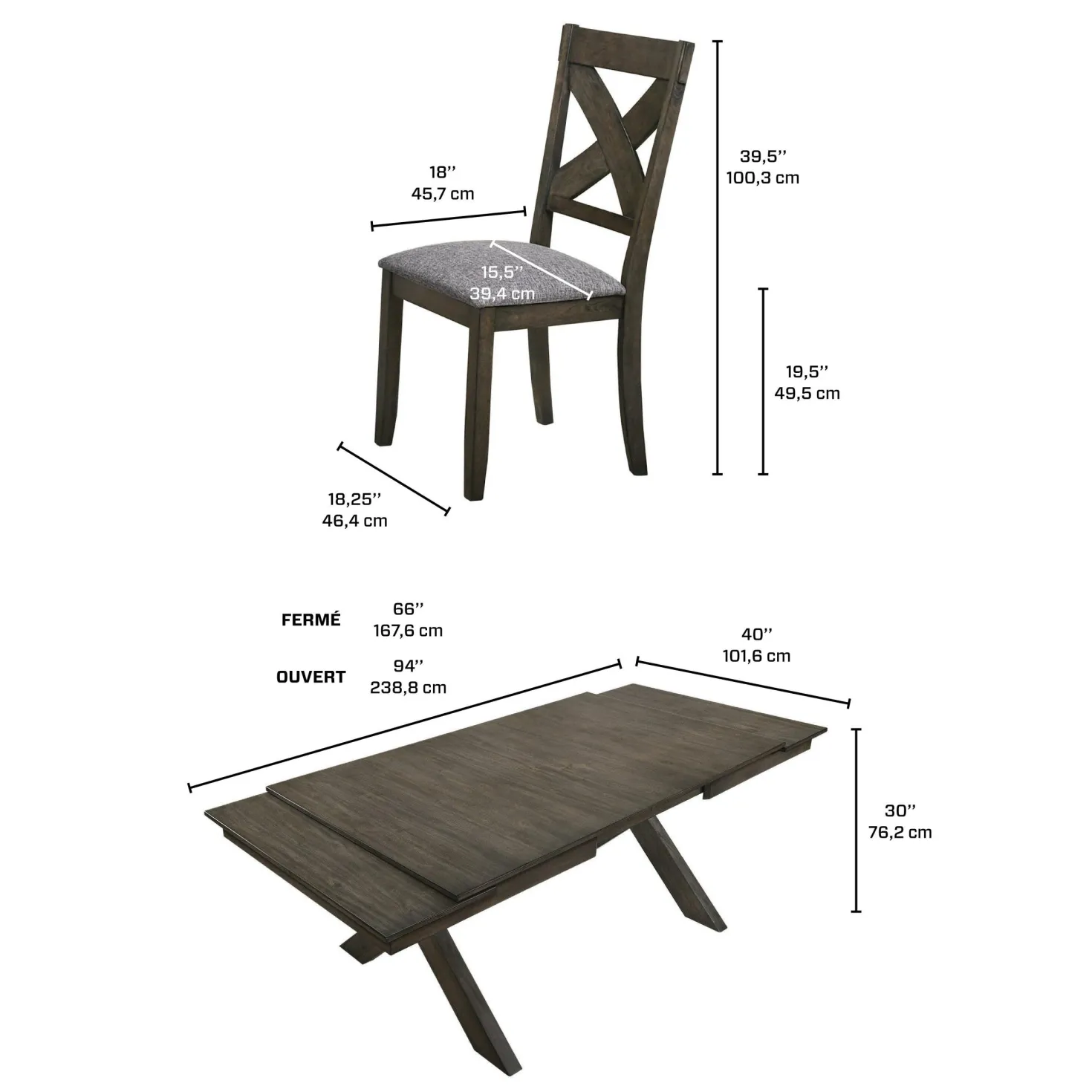 Table et 4 chaises