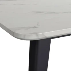 Table à manger avec plateau effet marbre blanc