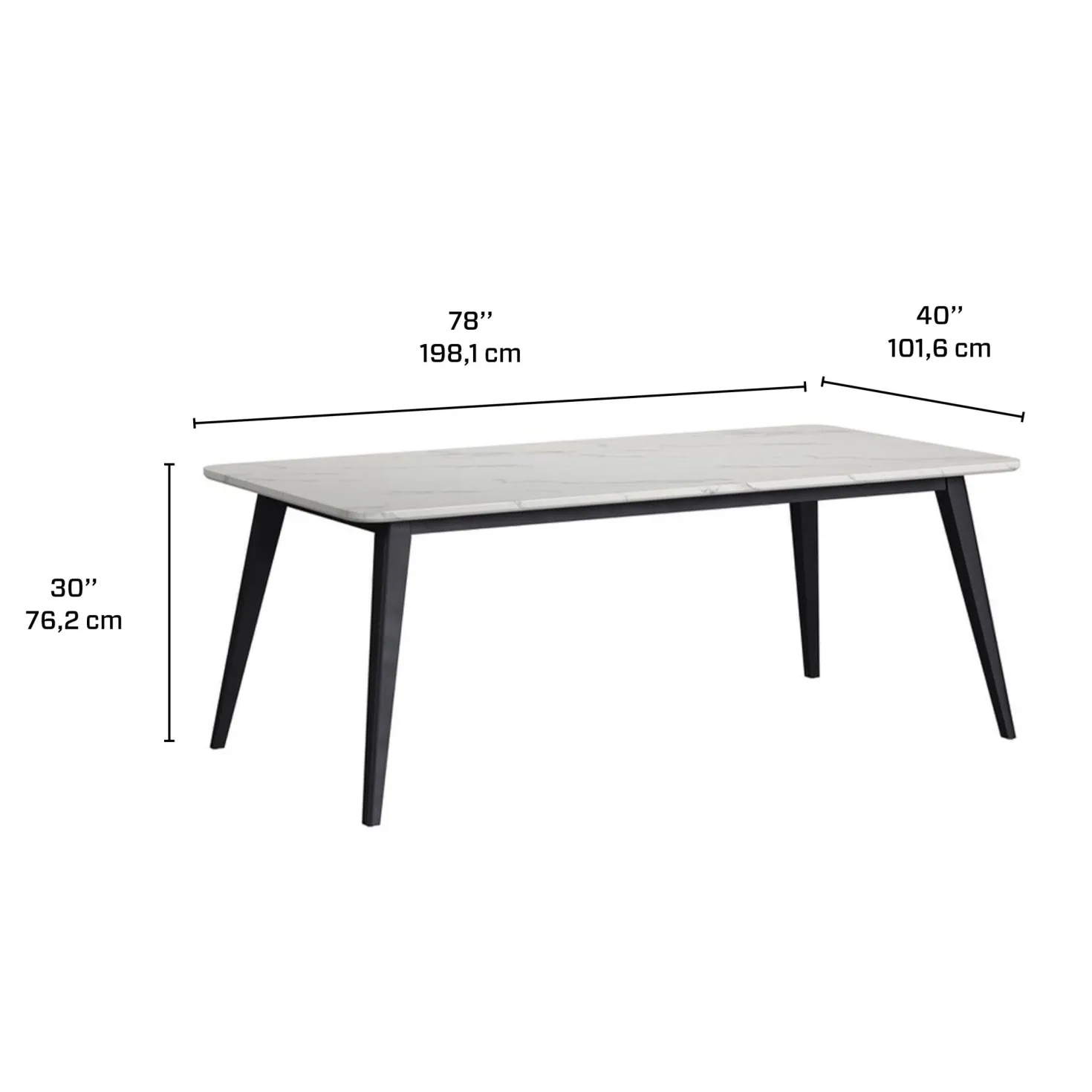 Table à manger avec plateau effet marbre blanc et 4 chaises - tissu gris