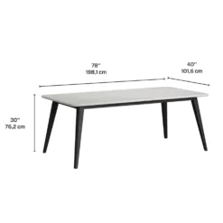 Table à manger avec plateau effet marbre blanc et 6 chaises - tissu gris