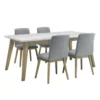 Table à manger avec plateau en marbre blanc et 4 chaises - gris