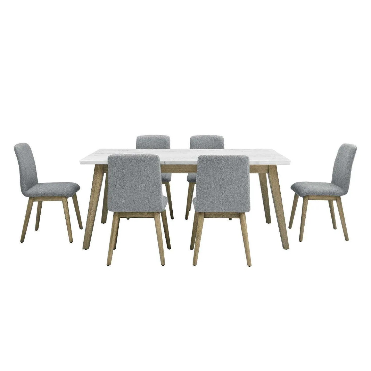 Table à manger avec plateau en marbre blanc et 6 chaises - gris