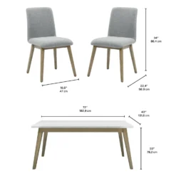 Table à manger avec plateau en marbre blanc et 6 chaises - gris